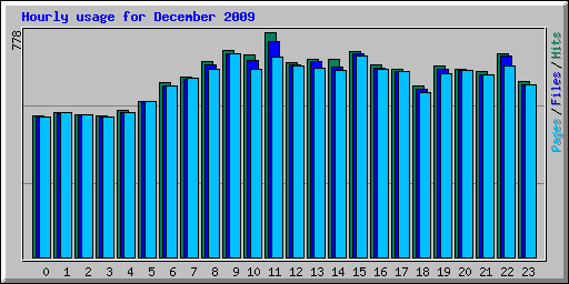 Hourly usage for December 2009